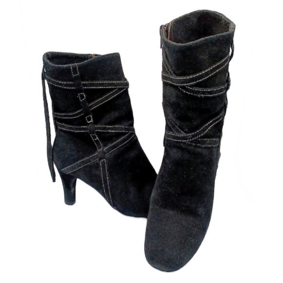 BISOU BISOU MICHELE BOHBOT BLACK SUEDE BOOT SZ 7.5 - Picture 1 of 11